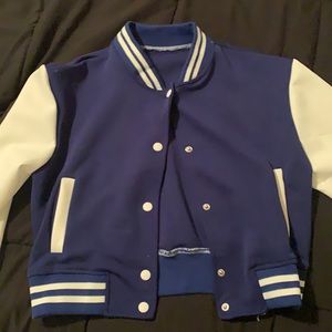 Cropped letterman jacket